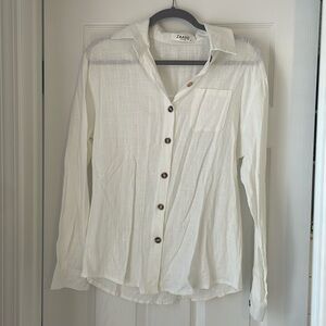 Zaayo Cotton Button Up Collared Long Sleeve